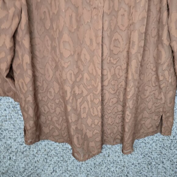 Chicos Top Womens 0 US Small Brown Textured V Neck 3/4‎ Sleeve Blouse Ladies - Picture 5 of 7